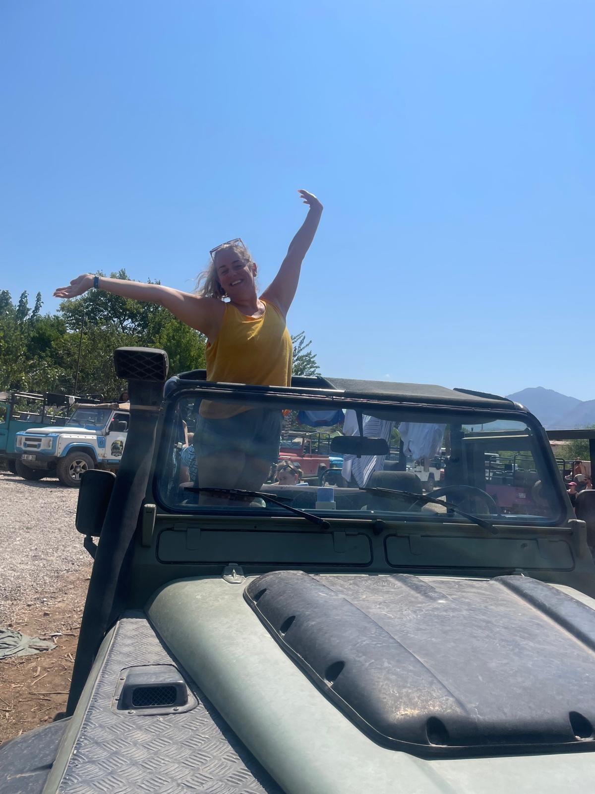 Lynn on a jeep adventure